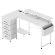Levede L Shaped Gaming Desk with Storage Drawers White-2006733412563554312