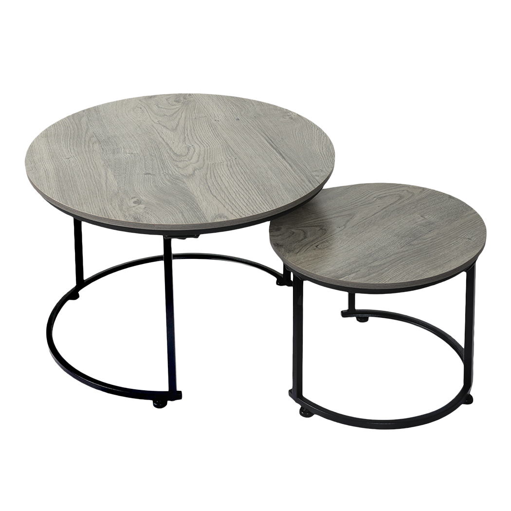 Levede Round Nesting Table Coffee Table Wood Side Table-2006732776656736264