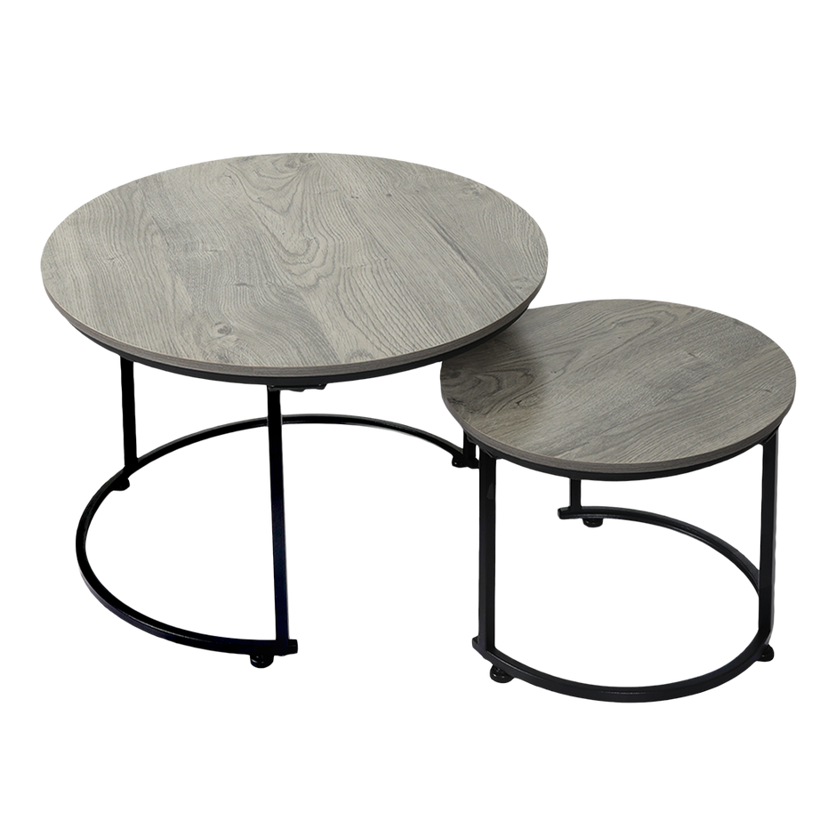 Levede Round Nesting Table Coffee Table Wood Side Table-2006732776656736264