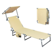 Levede Foldable Lounge Chairs with Canopy Khaki-2006732877097734152