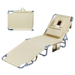 Levede Foldable Beach Lounge Chairs with Face Hole Khaki-2018816828662485000
