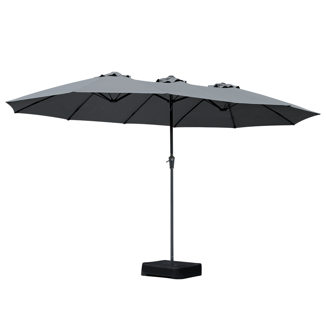 Centra 4M Double-sided Patio Umbrella Outdoor Umbrella Base Stand Grey-2018816836216426504