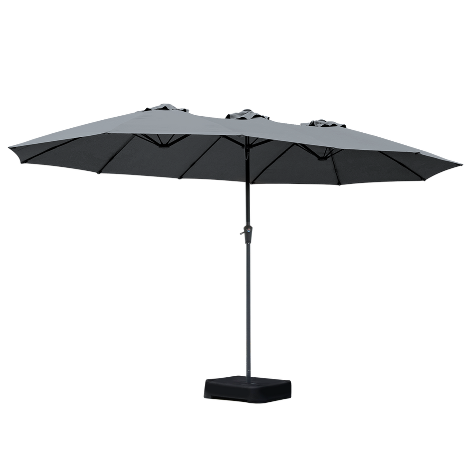 Centra 4M Double-sided Patio Umbrella Outdoor Umbrella Base Stand Grey-2018816836216426504