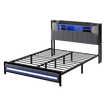 Levede Queen Bed Frame with Storage Headboard RGB LED-2006732901781213192