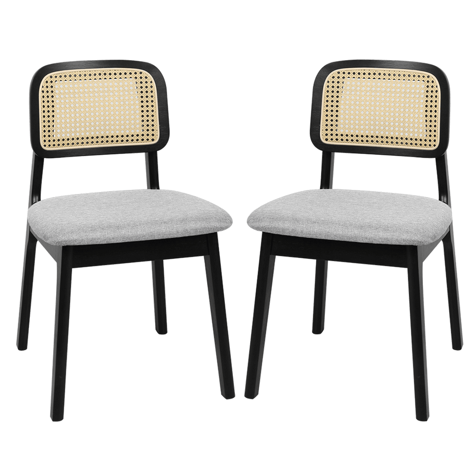 Levede Dining Chair Wood Rattan Armless Black x6-2006732736341086216