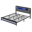 Levede King Bed Frame with Storage Headboard RGB LED-2011971105136447496