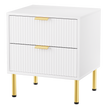Levede Bedside Table with 2 Drawers White Metal Legs-2006732897205227528