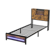 Levede Single Bed Frame Storage Headboard Industrial-2011971104947703816