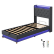 Levede Single Bed Frame Gas Lift Storage LED Light USB-2006733381777362952