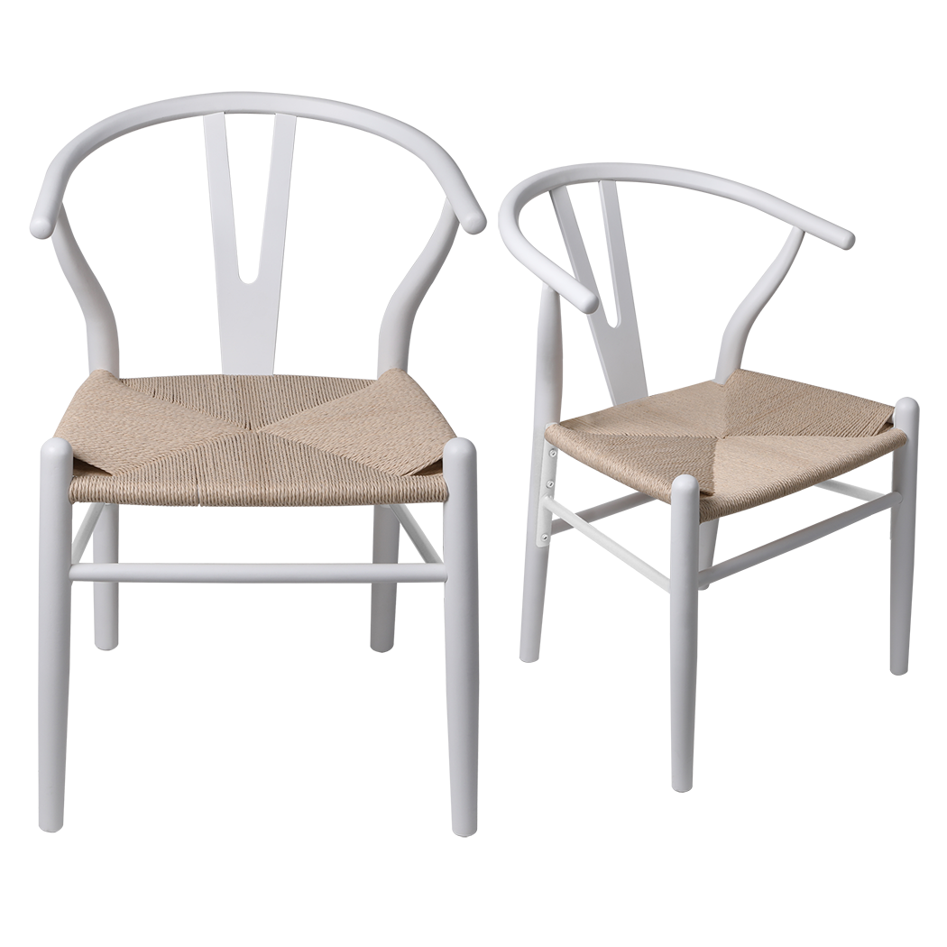 Levede 4x Dining Chairs Wooden Hans White-2006732723045142536