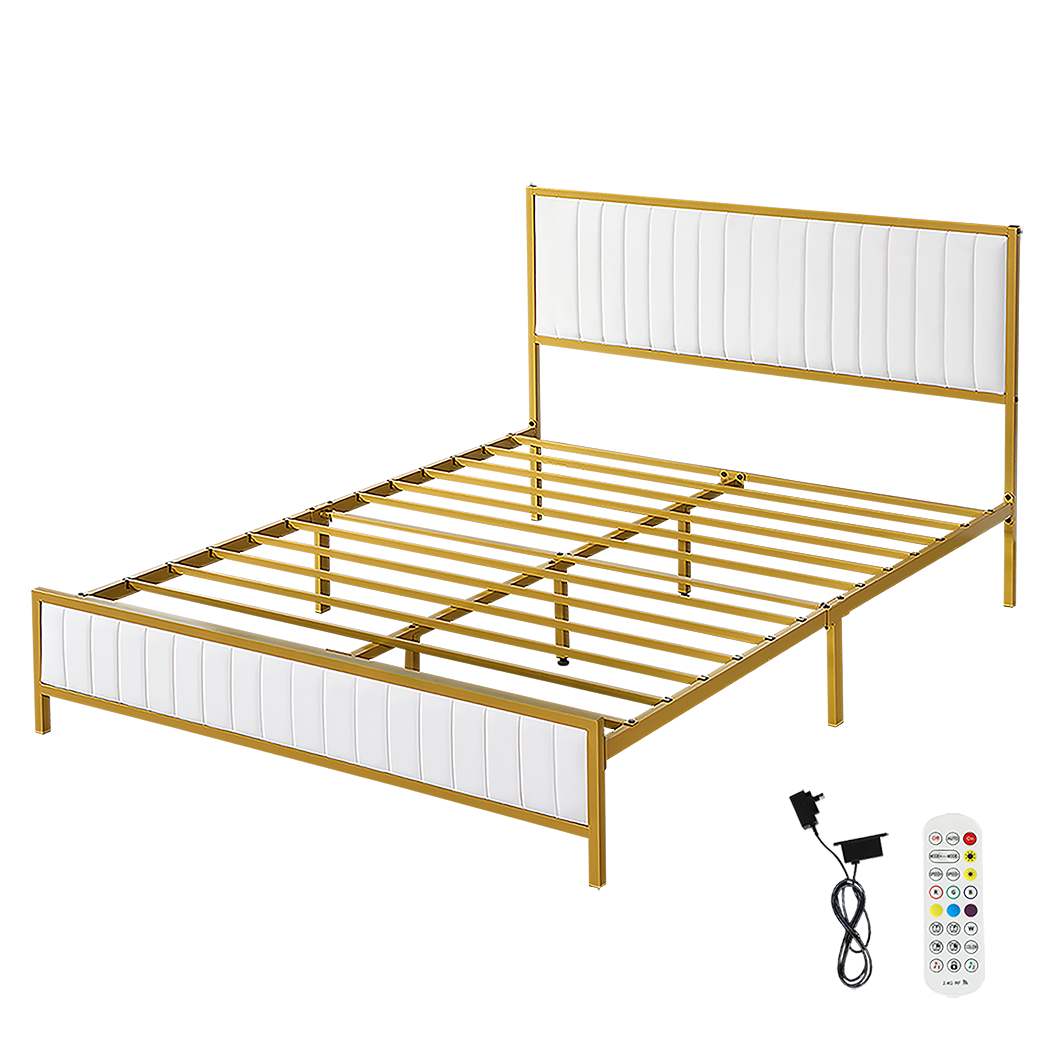Levede Metal Bed Frame Under Bed Storage Queen Beige-2006732902183866376