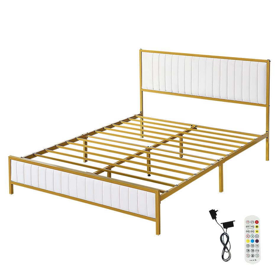 Levede Metal Bed Frame Under Bed Storage Queen Beige-2006732902183866376