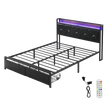 Levede Double Metal Bed Frame LED Lights 2 Drawers-2018816909583192070