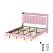 Levede King Floating Bed Frame LED Headboard USB Pink-2006732795224920072