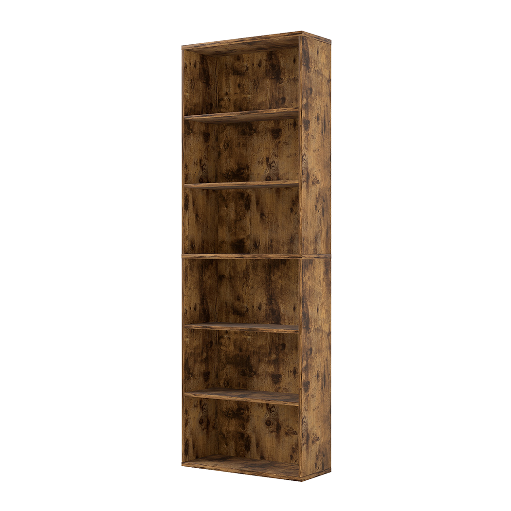 Levede 6 Tier Book Shelf Adjustable Shelves Walnut-2006732776128253960