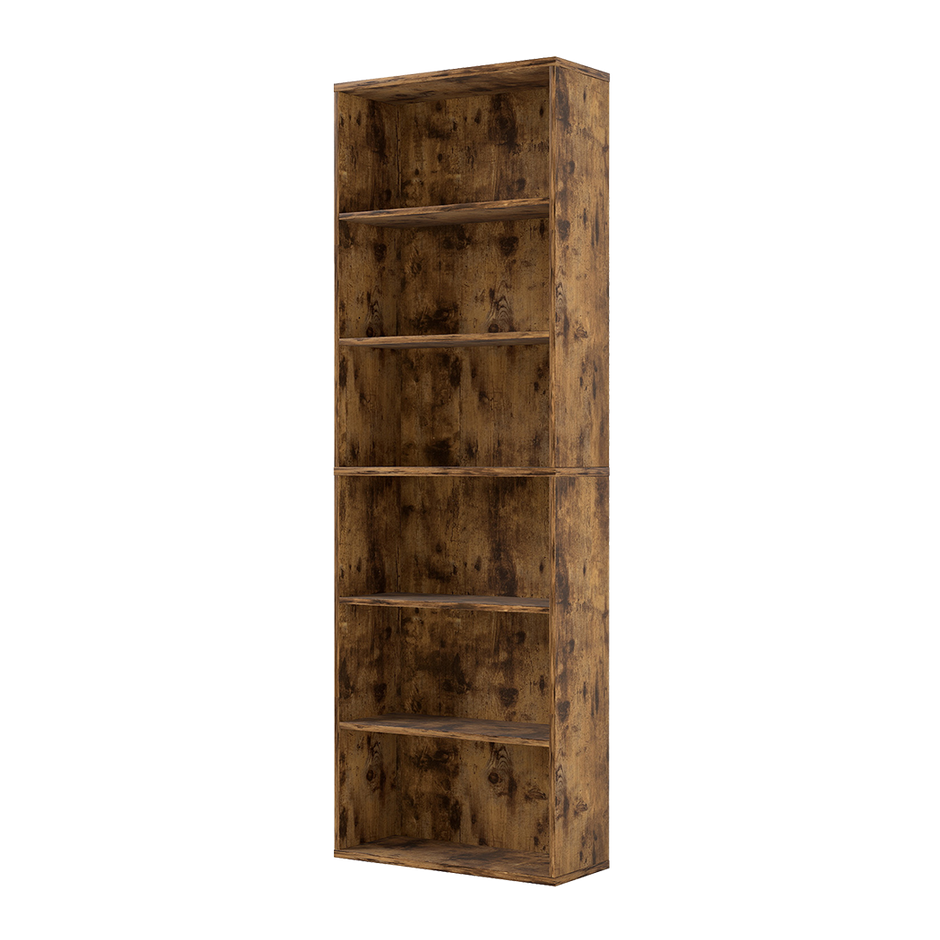 Levede 6 Tier Book Shelf Adjustable Shelves Walnut-2006732776128253960