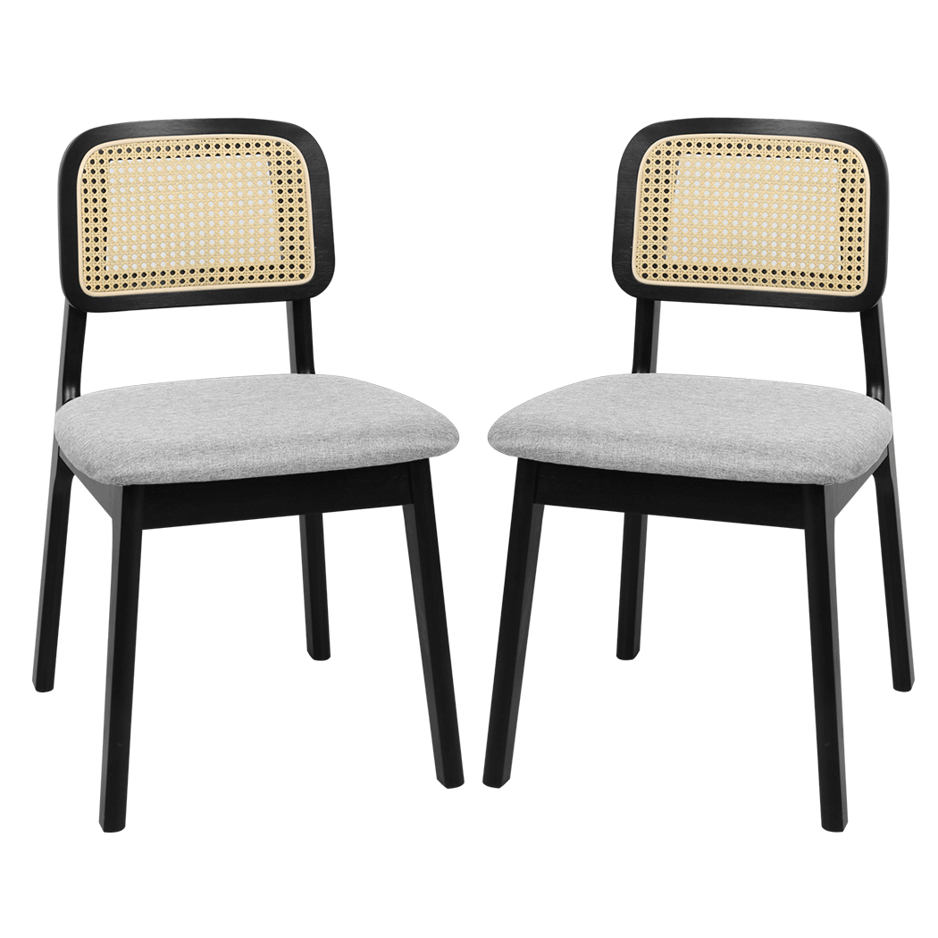 Levede Dining Chair Wood Rattan Armless Black x8-2006732736517246984
