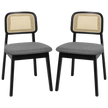 Levede 2x Dining Chair Wood Rattan Armless Black-2006732686818938888