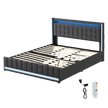 Levede King Bed Frame Fabric Storage Drawer LED USB-2006733381945135112