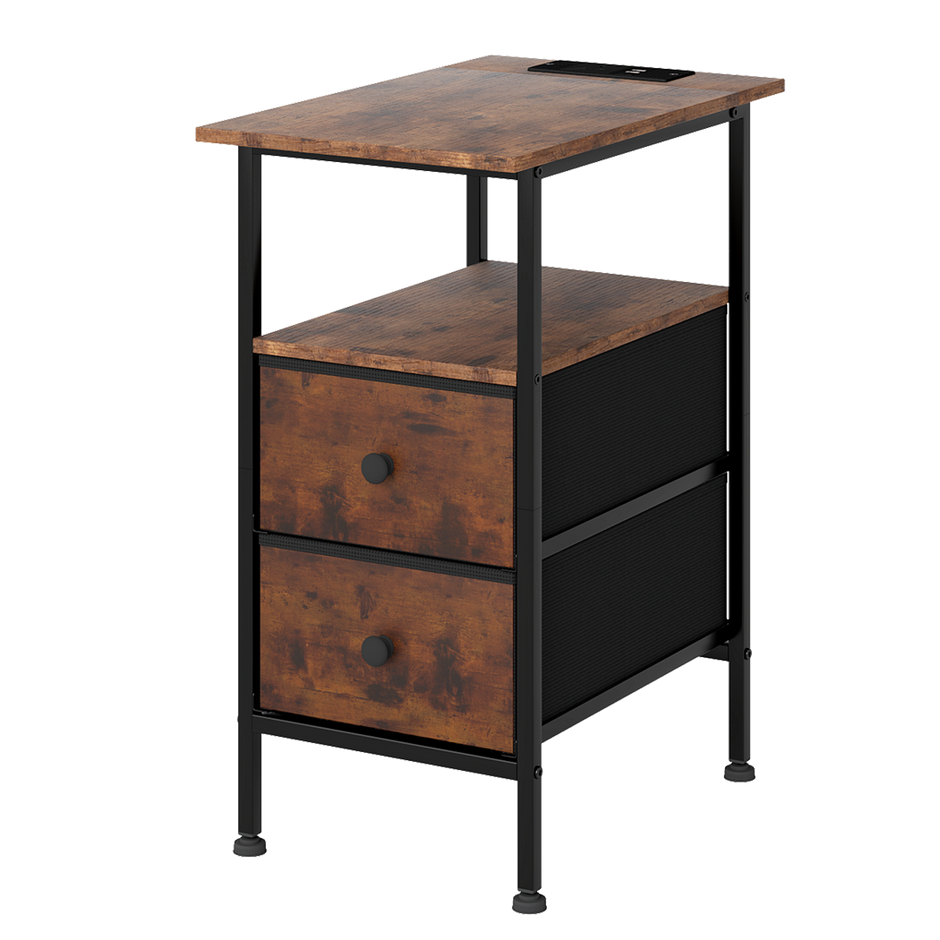 Levede Bedside Table Side Table 2 Drawers Cabinet Brown-2011971114674294792