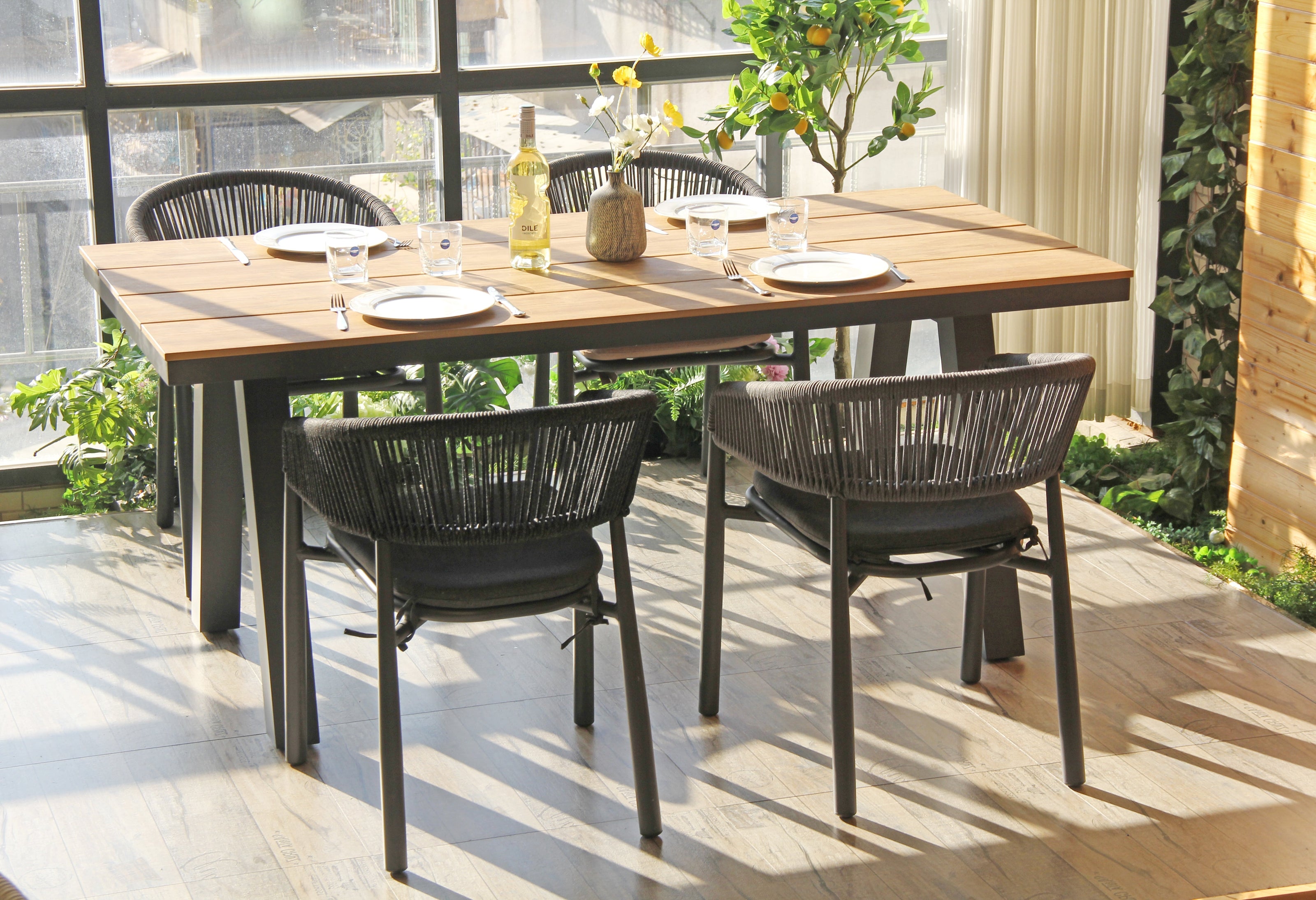 CDT10305-ID 1.8m Charcoal Outdoor Dining Table - Natural