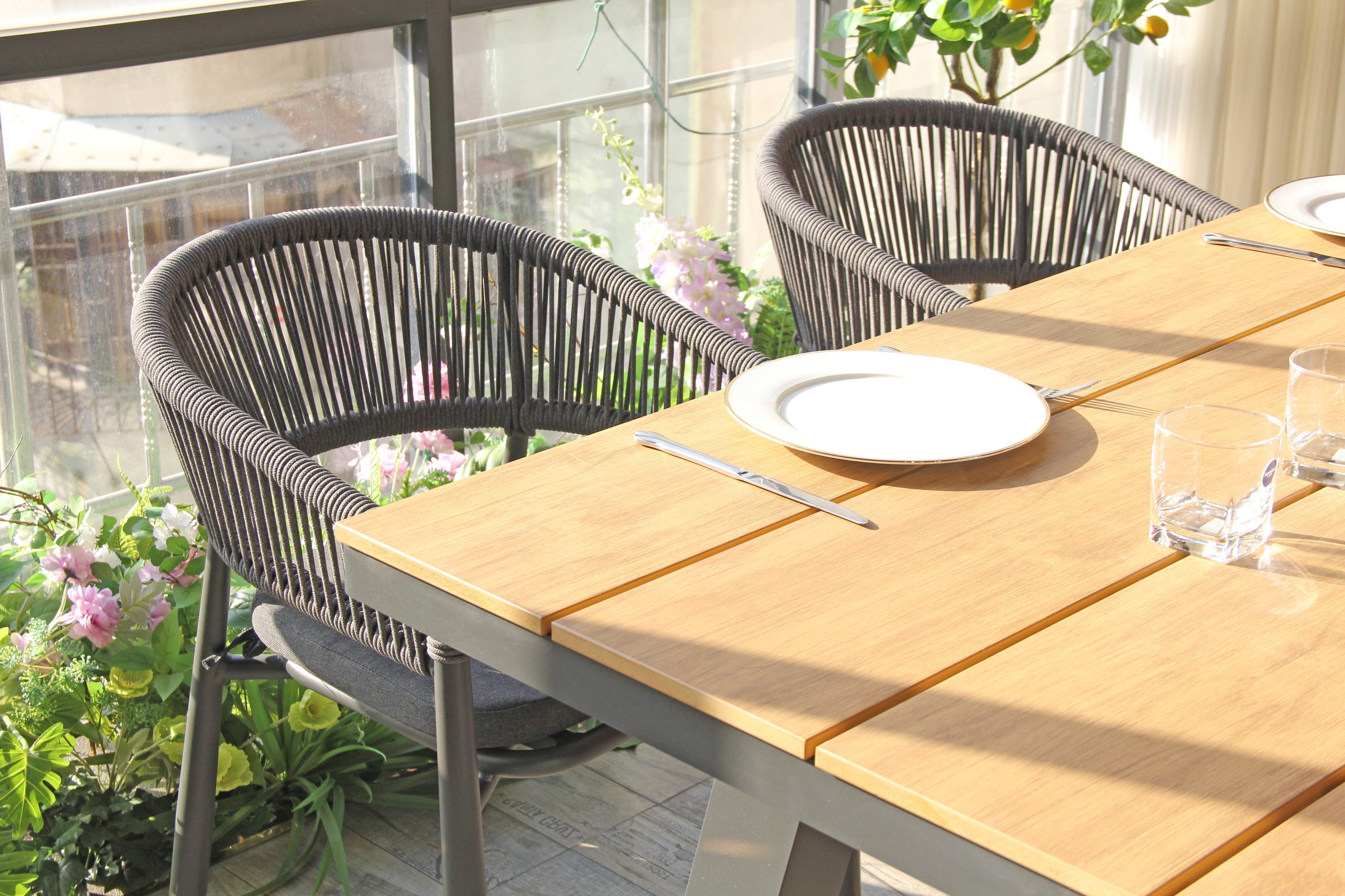 CDT10305-ID 1.8m Charcoal Outdoor Dining Table - Natural