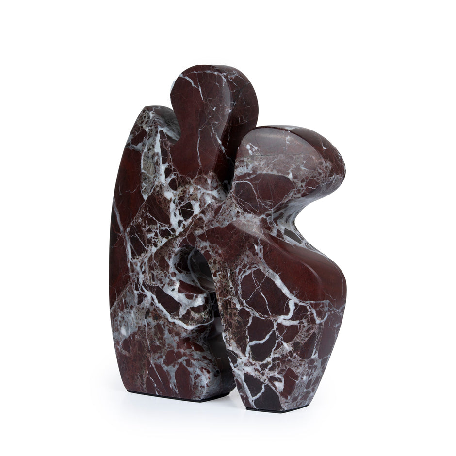 CAC10716-KM Carved Marble Accent Sculpture - Dark Red Ochre