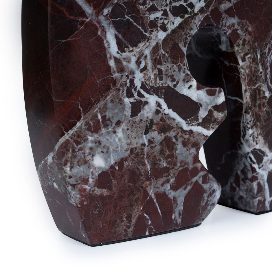 CAC10716-KM Carved Marble Accent Sculpture - Dark Red Ochre