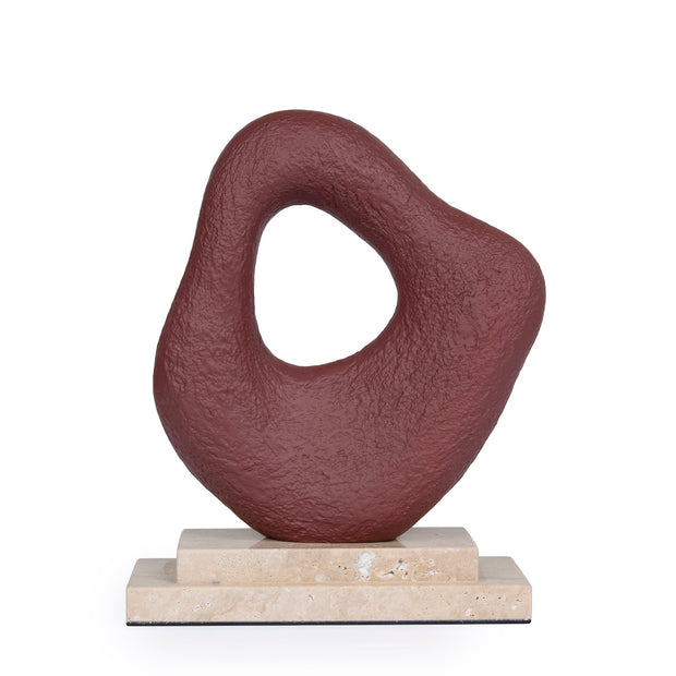 CAC10719-KM Organic Shape Marble Sculpture - Maroon