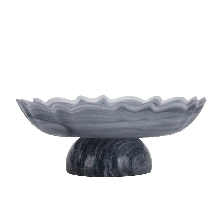 CAC10724-KM Lotus Glass Tray - Grey