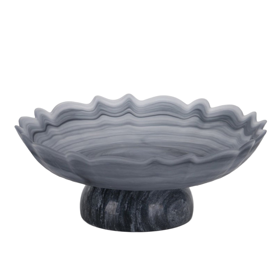 CAC10724-KM Lotus Glass Tray - Grey