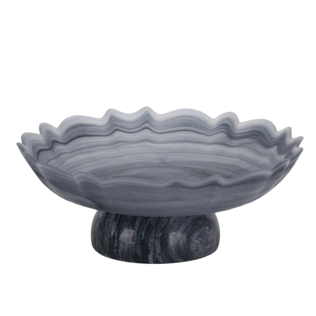 CAC10724-KM Lotus Glass Tray - Grey