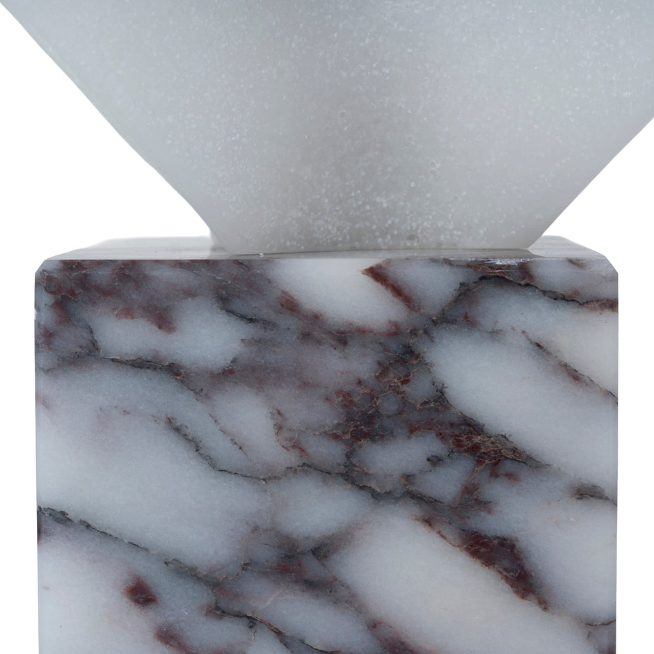 CAC12540-KM Geometric Marble Sculpture - Bulgari White