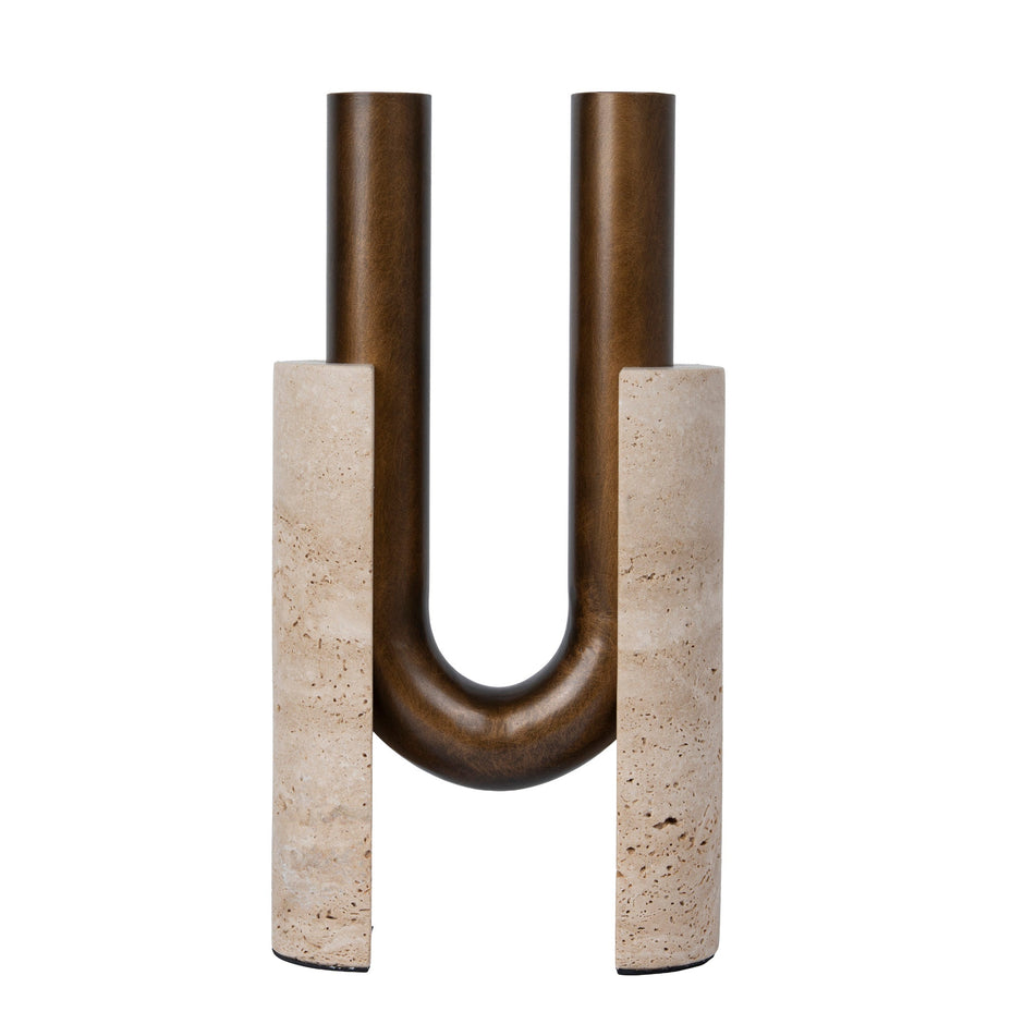 CAC12651-KM  U-Shape Vase - Darkend Bronze