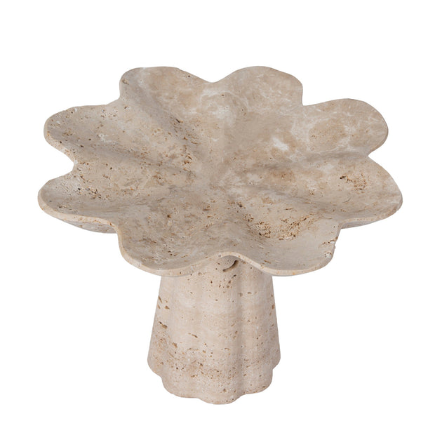 CAC12652-KM Petal Shaped Travertine Vase - Beige