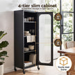 Artiss Buffet Cabinet Sideboard Slim Fluted Kitchen Storage Trolley Wheels Black