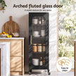 Artiss Buffet Cabinet Sideboard Slim Fluted Kitchen Storage Trolley Wheels Black