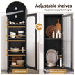 Artiss Buffet Cabinet Sideboard Slim Fluted Kitchen Storage Trolley Wheels Black
