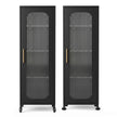 Artiss Buffet Cabinet Sideboard X2 Slim Kitchen Storage Trolley Wheels Black