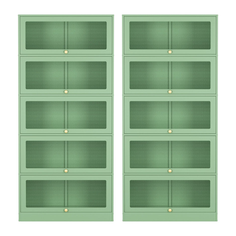 Artiss 2x Buffet Sideboard Cabinet Storage Cupboard Mesh Doors Metal ELIA Green