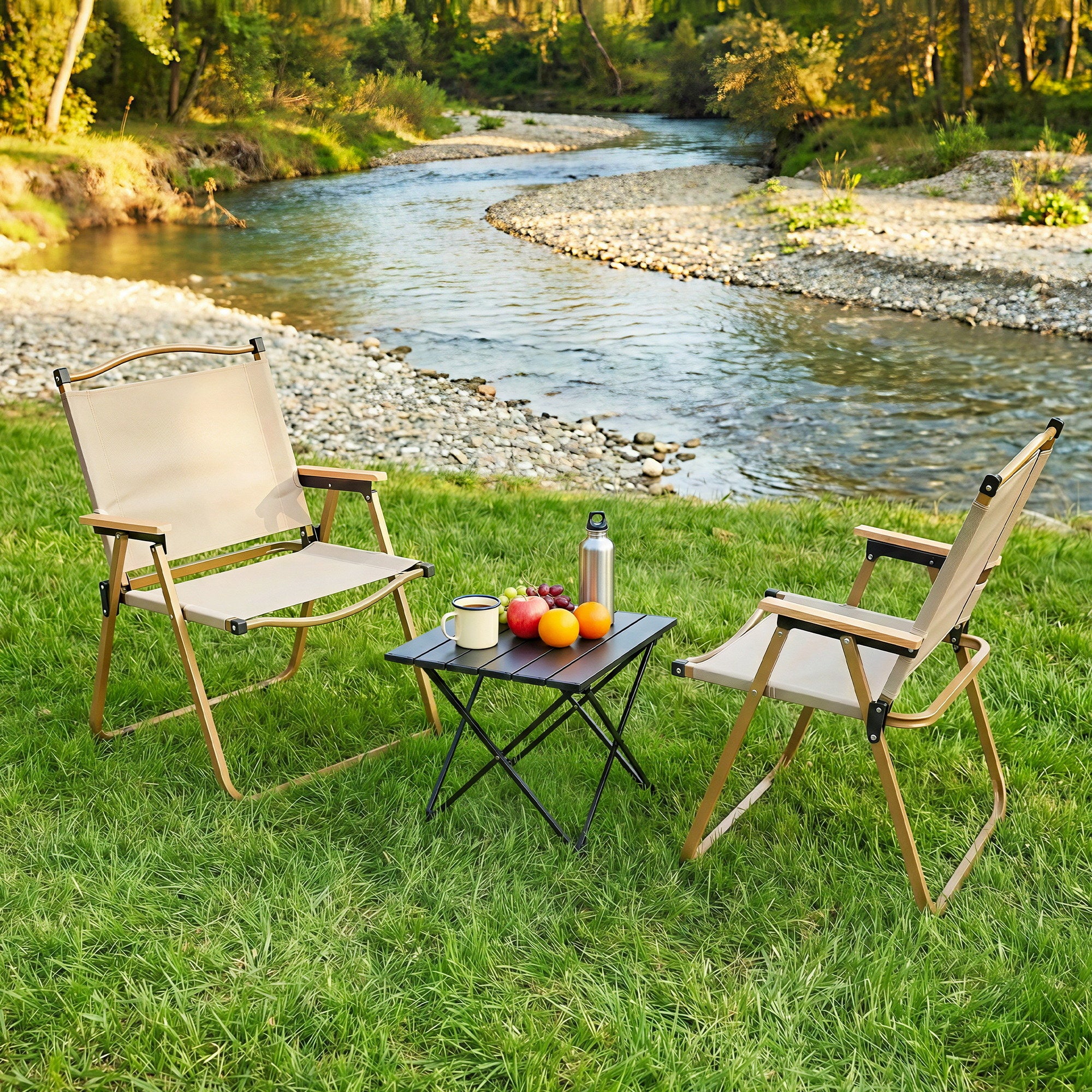 Weisshorn 3pc Camping Table Chair Set Outdoor Folding Aluminium Portable Picnic