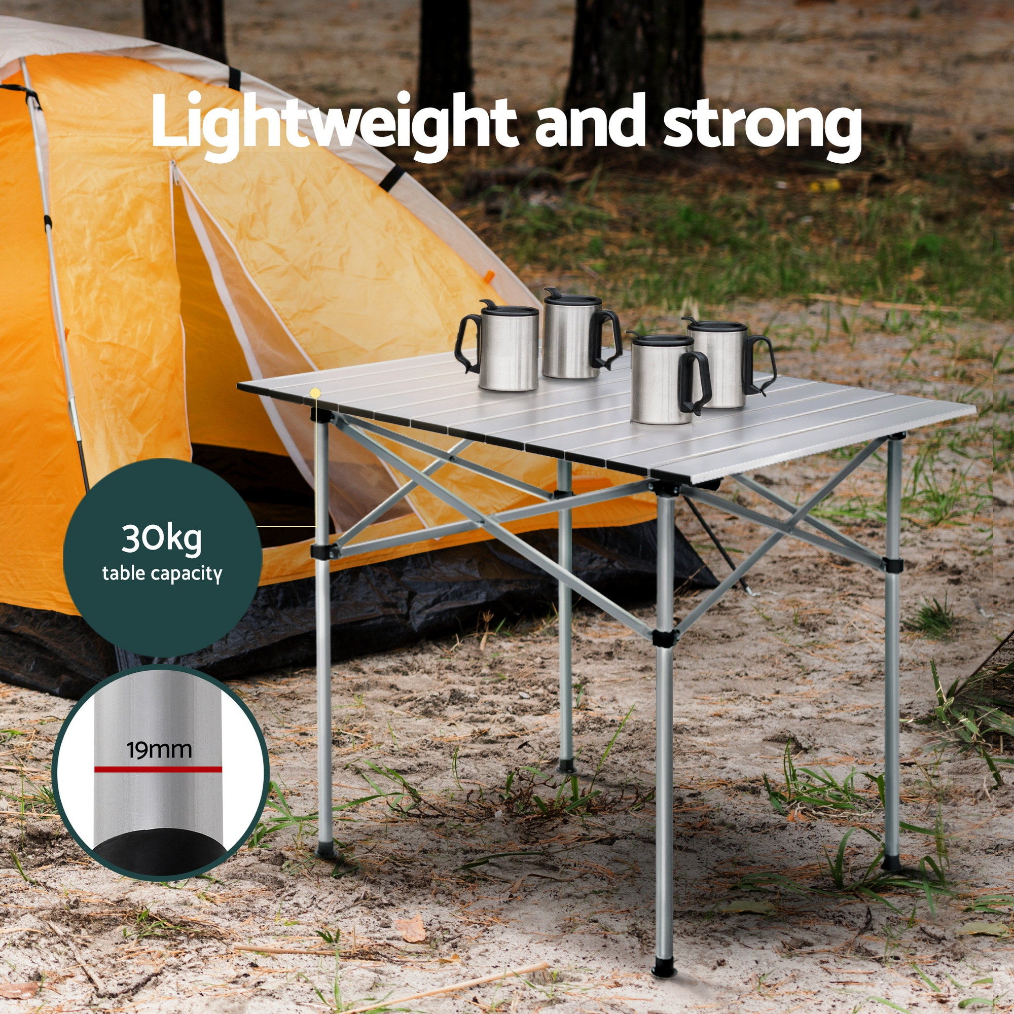 Weisshorn 3pc Camping Table Chair Set Outdoor Folding Aluminium Portable Picnic