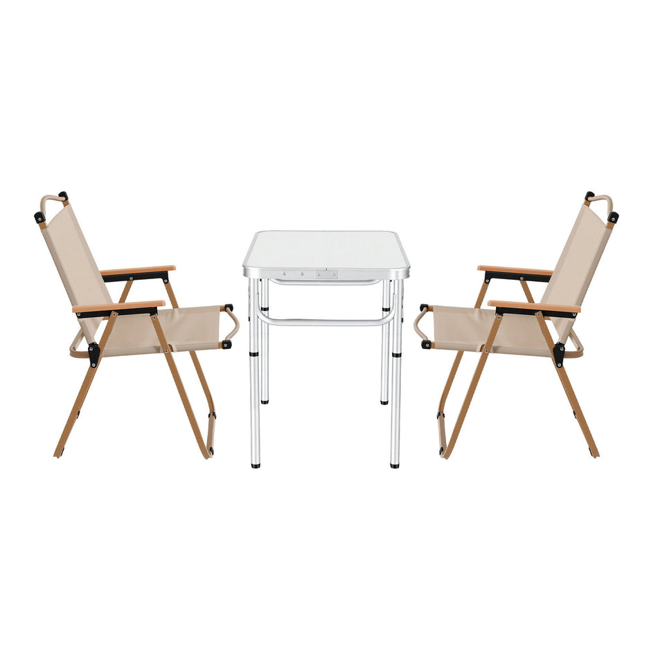 Weisshorn 3pc Camping Table Chair Set Outdoor Folding Aluminium Portable Picnic