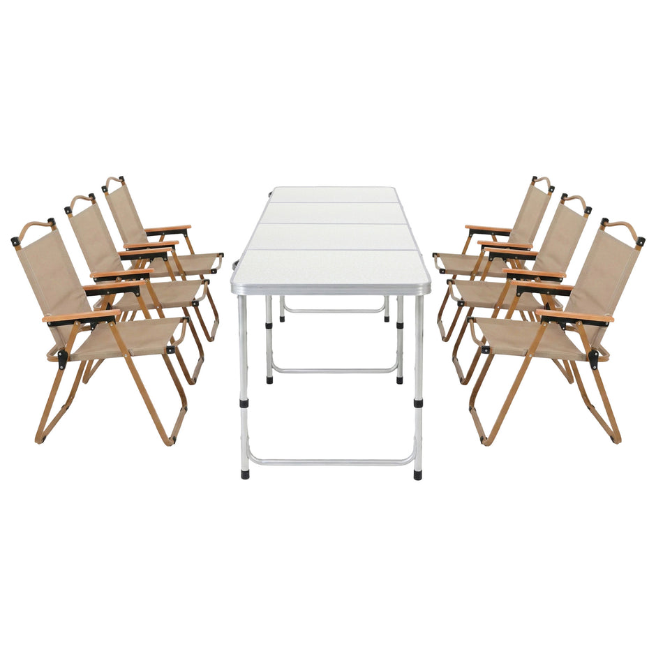 Weisshorn 7pc Camping Table Chair Set Outdoor Folding Aluminium Portable Picnic