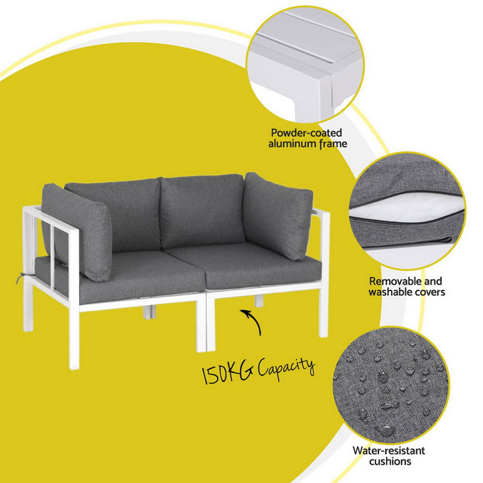 Gardeon 6PCS Outdoor Sofa Set Aluminium Table and Chairs Lounge Patio Furniture