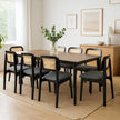 Levede Dining Chair Wood Rattan Armless Black x8-2006732736517246983