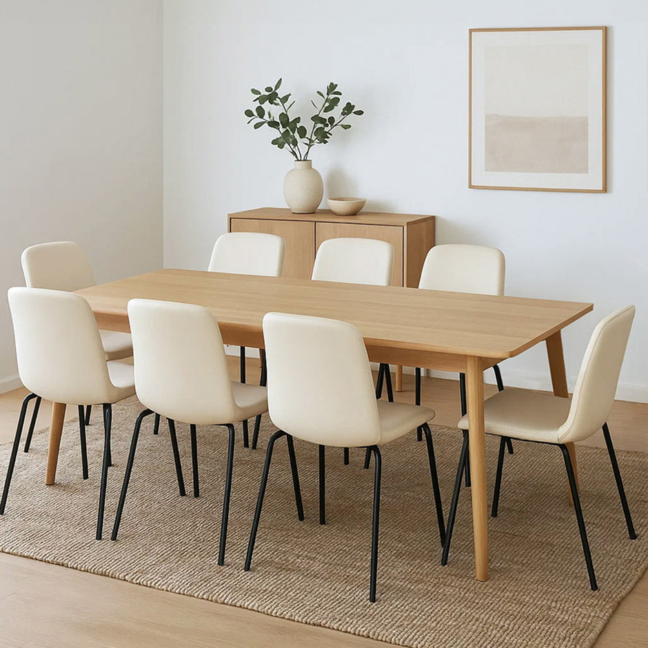 Levede Stackable Dining Chairs Kitchen Beige Set of 8-2006732727428190215