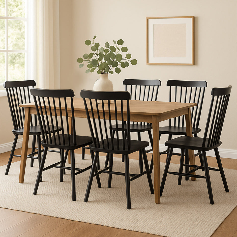 Levede 6x Dining Chairs Kitchen Winsor Black-2006732719299629063