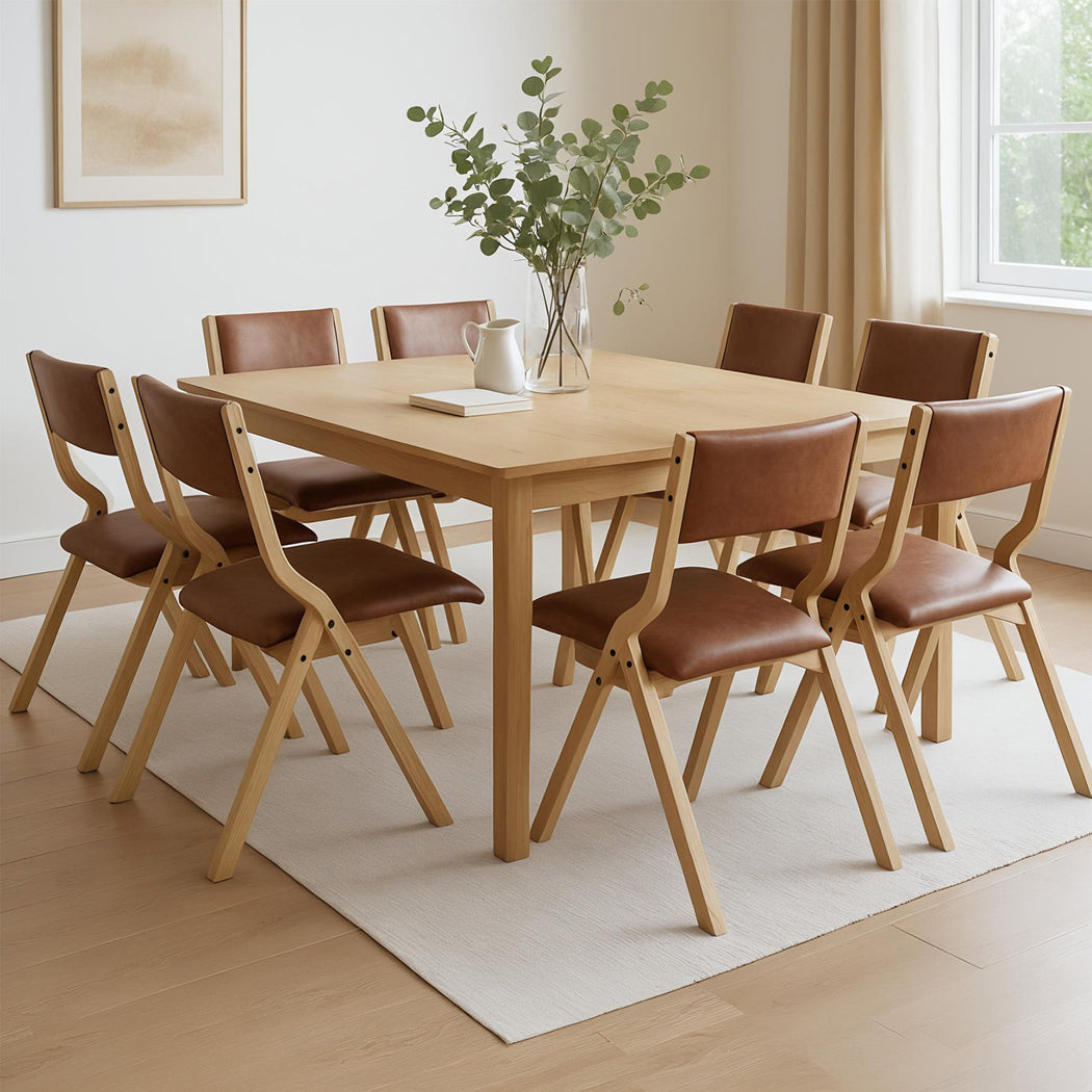 Levede 8x Dining Chairs Foldable PU Tan-2018816930617626631