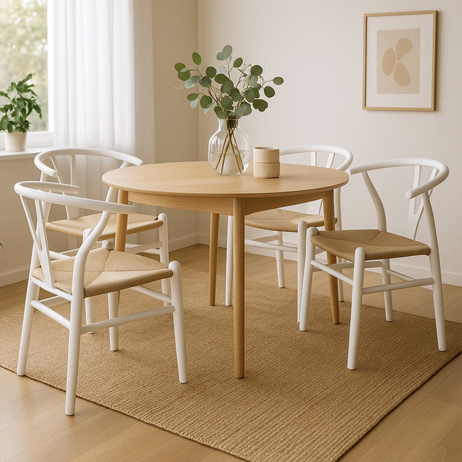 Levede 4x Dining Chairs Wooden Hans White-2006732723045142535